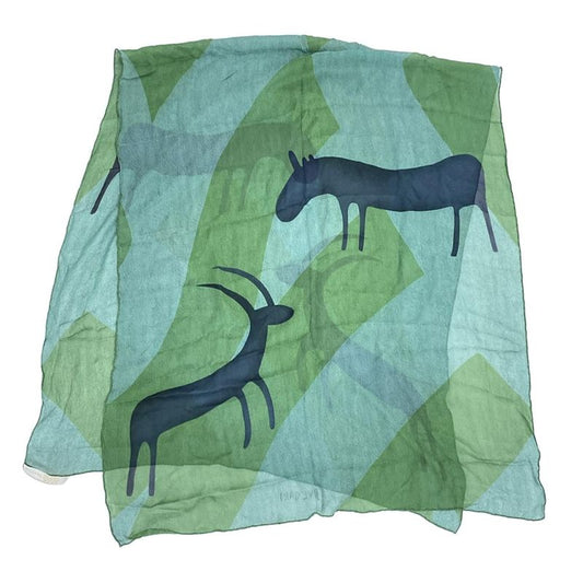 Bvlgari Scarf - Green×navy×multi Animal Print