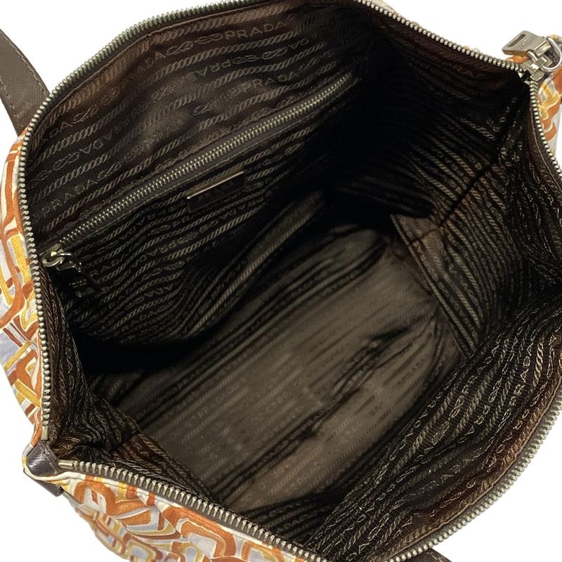 Prada Handbag - B2052a Brown X Light Grey X Multi Leather