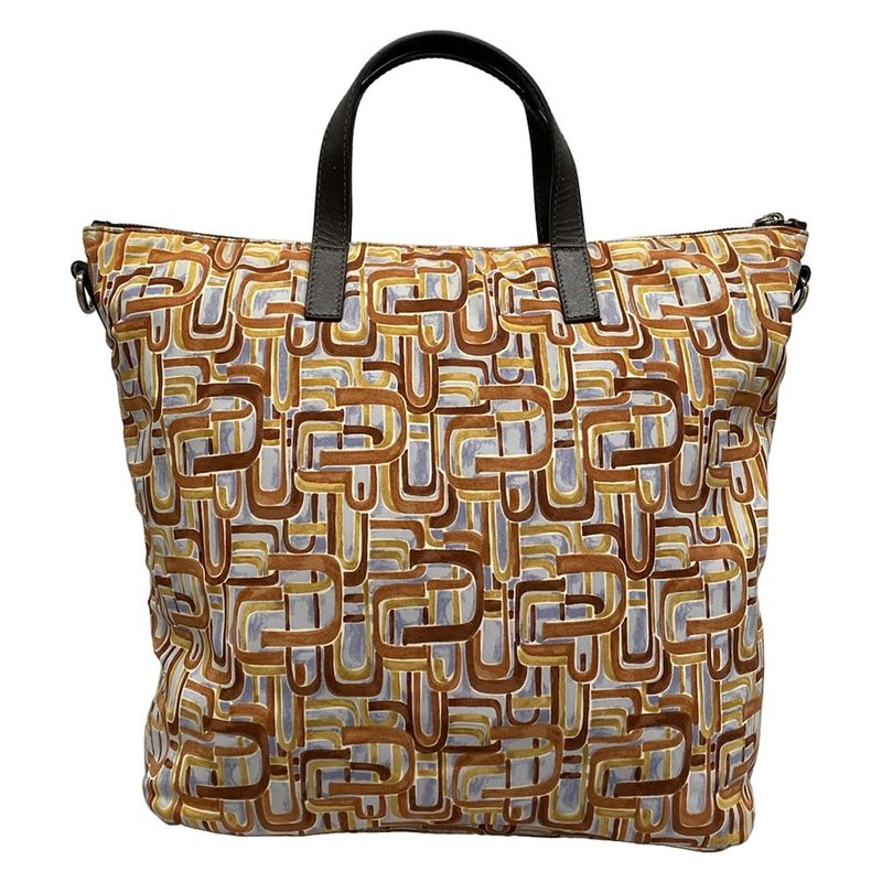 Prada Handbag - B2052a Brown X Light Grey X Multi Leather