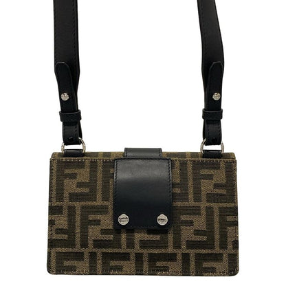 Fendi Shoulder Bag Baguette Slim Clutch Multicolor Fabric Bag 7m0295 Dark Brown