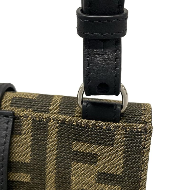 Fendi Shoulder Bag Baguette Slim Clutch Multicolor Fabric Bag 7m0295 Dark Brown