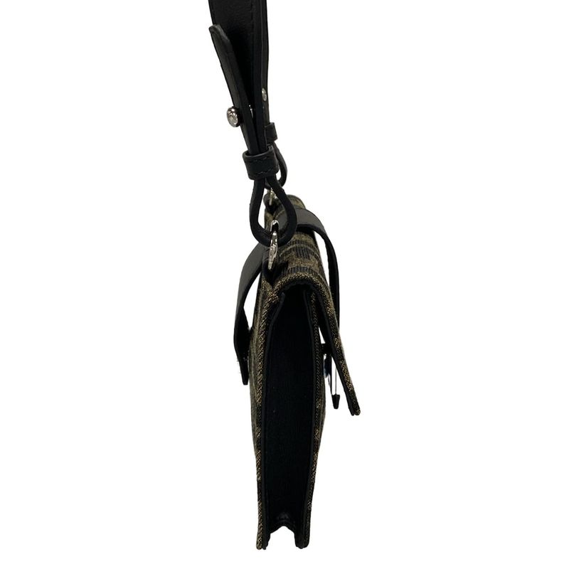 Fendi Shoulder Bag Baguette Slim Clutch Multicolor Fabric Bag 7m0295 Dark Brown