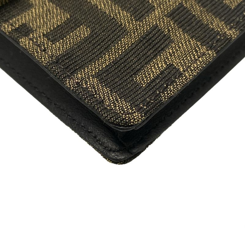 Fendi Shoulder Bag Baguette Slim Clutch Multicolor Fabric Bag 7m0295 Dark Brown