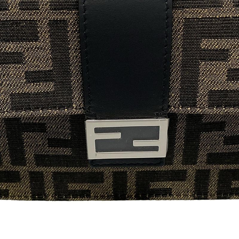 Fendi Shoulder Bag Baguette Slim Clutch Multicolor Fabric Bag 7m0295 Dark Brown