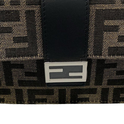 Fendi Shoulder Bag Baguette Slim Clutch Multicolor Fabric Bag 7m0295 Dark Brown