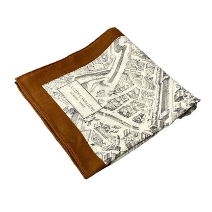 Hermes Stole (shawl) Carré 140/carré Géant White And Brown LA CITE Cavaliere