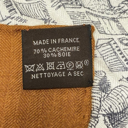 Hermes Stole (shawl) Carré 140/carré Géant White And Brown LA CITE Cavaliere
