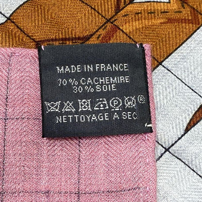 Hermes Stole (shawl) Carré 140/carré Géant Green×pink×multi Coaching Cashmere