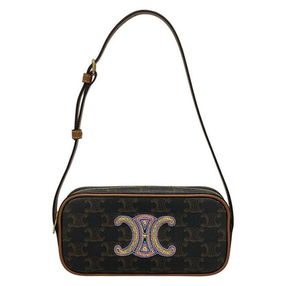 Celine Shoulder Bag Cuir Triomphe Mini Camera Tan (black And Brown) And Multi