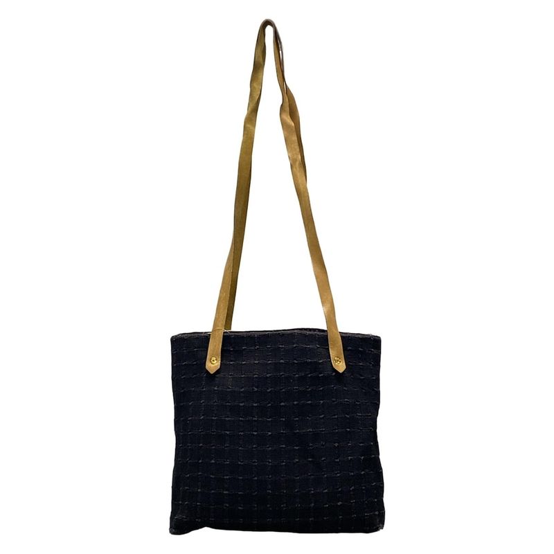 Hermes Tote Bag Amedava Cabas Deux Poches Black And Light Brown Gold Hardware