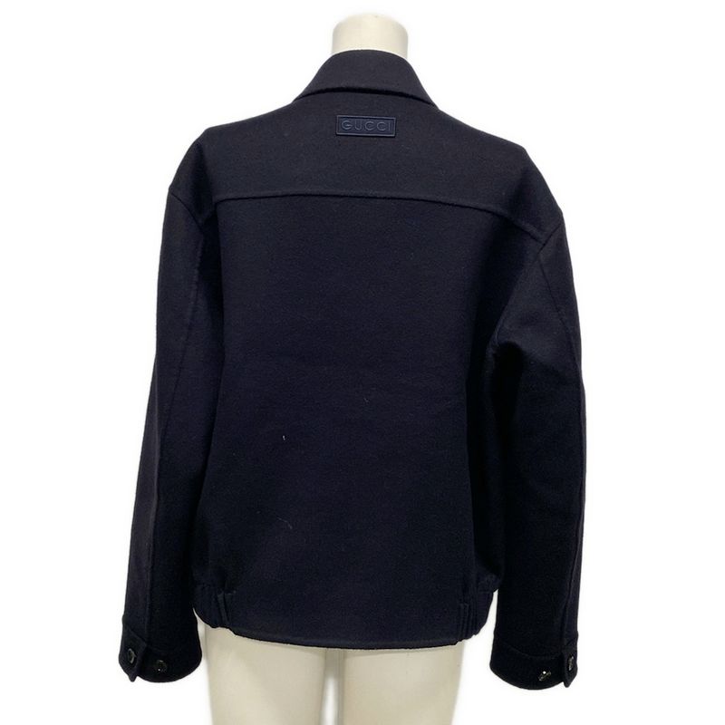 Gucci Blouson Size 46 S Men's Double Face Wool Jacket 762521 Dark Navy Zip Up /