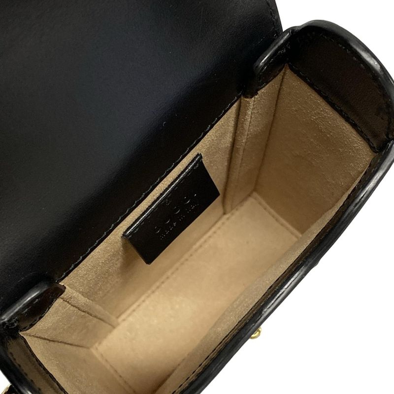 Gucci Shoulder Bag Horsebit 1955 625615 Black Mini Bag Leather