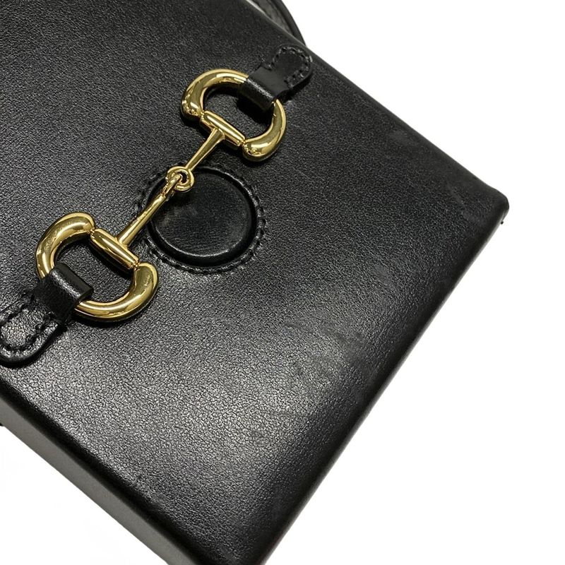 Gucci Shoulder Bag Horsebit 1955 625615 Black Mini Bag Leather