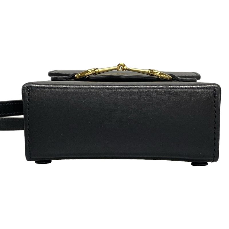 Gucci Shoulder Bag Horsebit 1955 625615 Black Mini Bag Leather