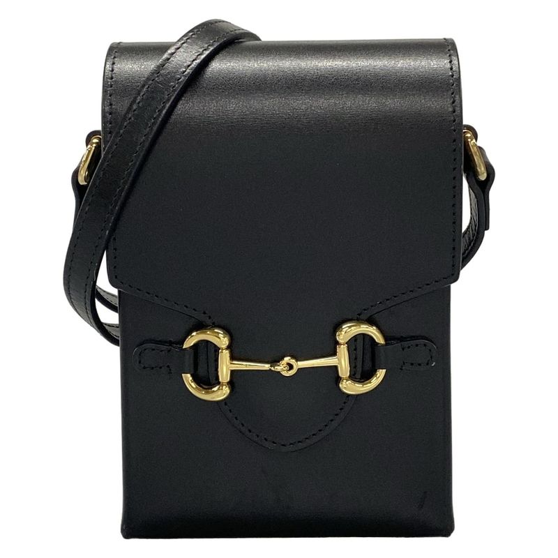 Gucci Shoulder Bag Horsebit 1955 625615 Black Mini Bag Leather