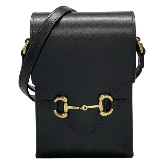 Gucci Shoulder Bag Horsebit 1955 625615 Black Mini Bag Leather