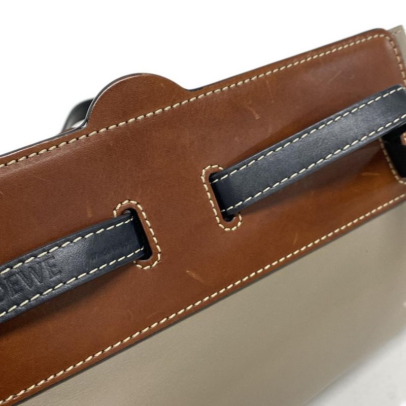 Loewe Tote Bag Razotote Gray-brown-black Leather