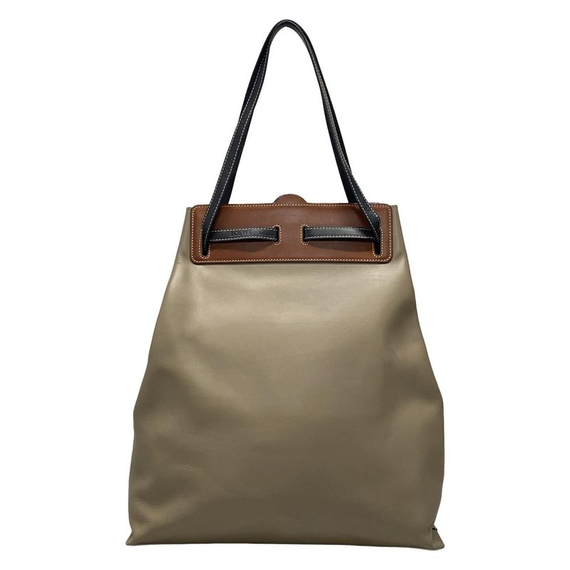 Loewe Tote Bag Razotote Gray-brown-black Leather