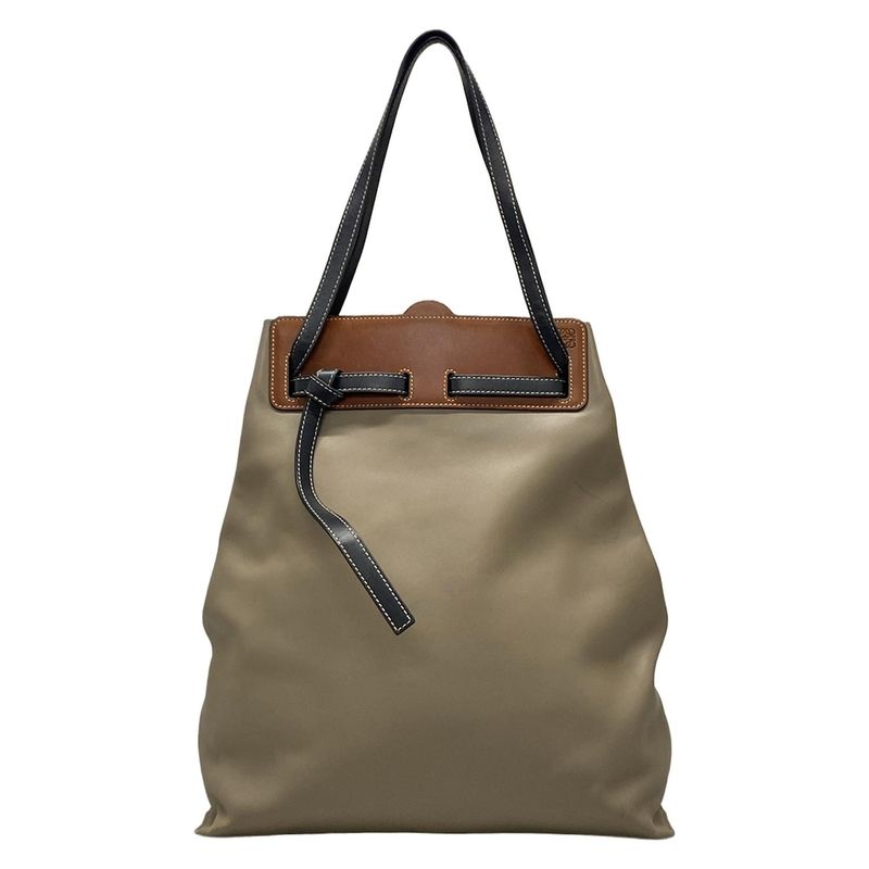 Loewe Tote Bag Razotote Gray-brown-black Leather