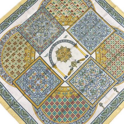Hermes Scarf Carré 90 Light Yellow Light Blue And Multi Ciels Byzantins