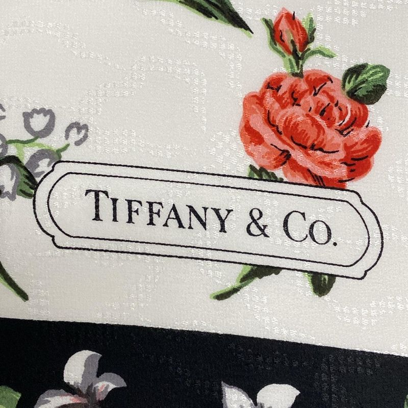 Tiffany & Co Scarf - White Black And Multi Floral Pattern