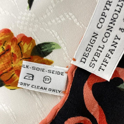 Tiffany & Co Scarf - White Black And Multi Floral Pattern