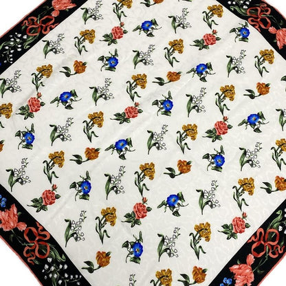 Tiffany & Co Scarf - White Black And Multi Floral Pattern