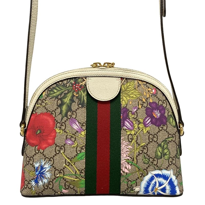 Gucci Shoulder Bag Ophidia GG Flora Small Shoulder Bag 499621 Beige X White X