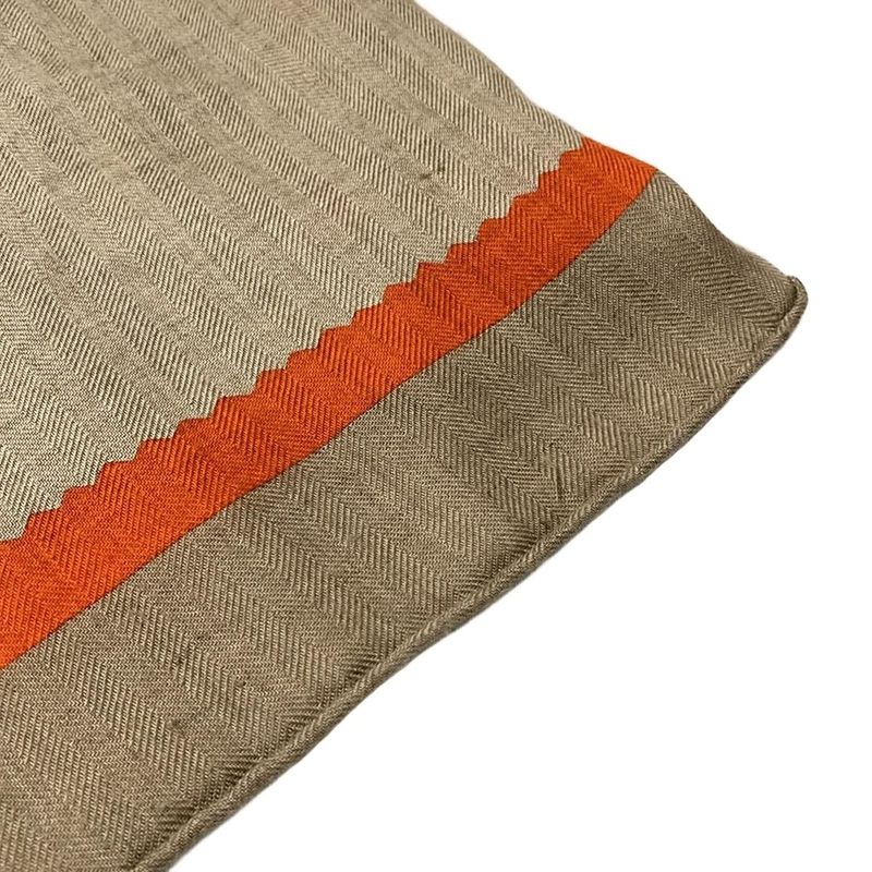 Hermes Stole (shawl) Triangle Géant Beige And Natural And Potiron Etriers Remix