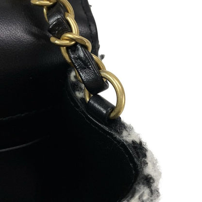 Chanel Shoulder Bag Mini Matelasse Ivory And Black Leather