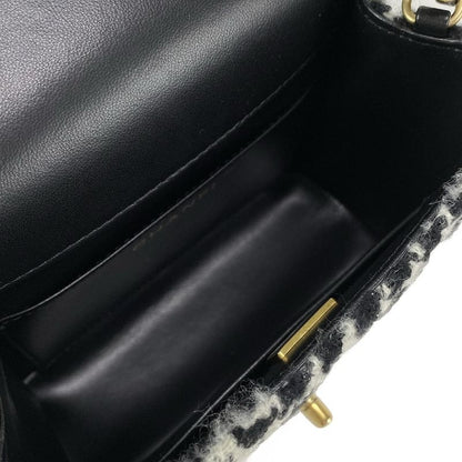 Chanel Shoulder Bag Mini Matelasse Ivory And Black Leather