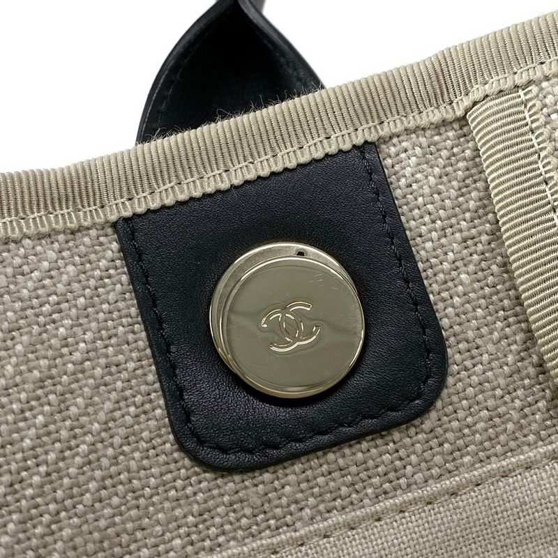 Chanel Tote Bag Small Shopping Bag/deauville Line As3257 Light Gray×black