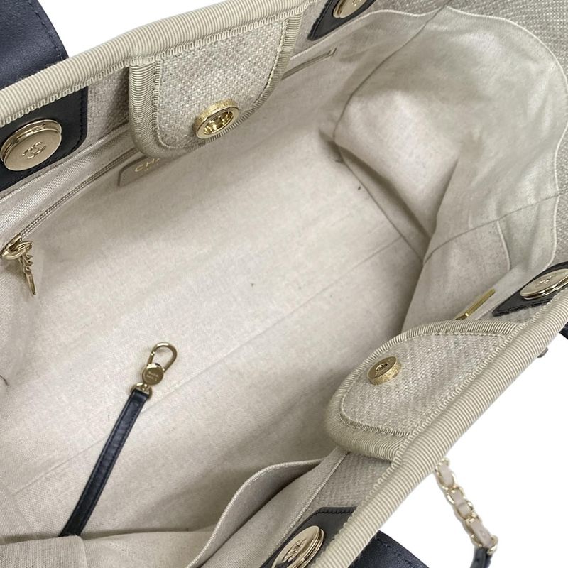 Chanel Tote Bag Small Shopping Bag/deauville Line As3257 Light Gray×black