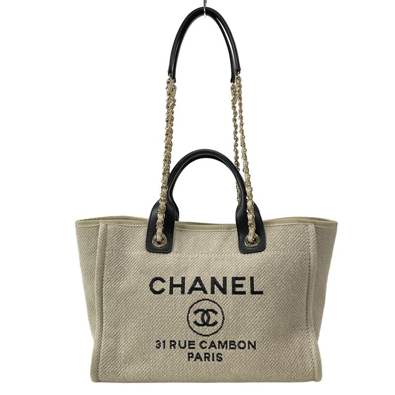 Chanel Tote Bag Small Shopping Bag/deauville Line As3257 Light Gray×black