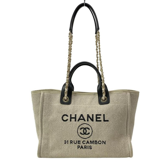 Chanel Tote Bag Small Shopping Bag/deauville Line As3257 Light Gray×black