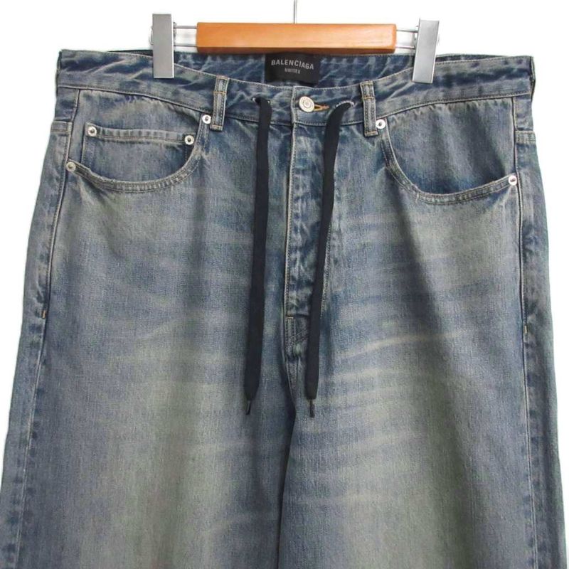 Balenciaga 24SS Oversize Baggy Denim Pants 786643 Tqw55 Drawstring Oversized