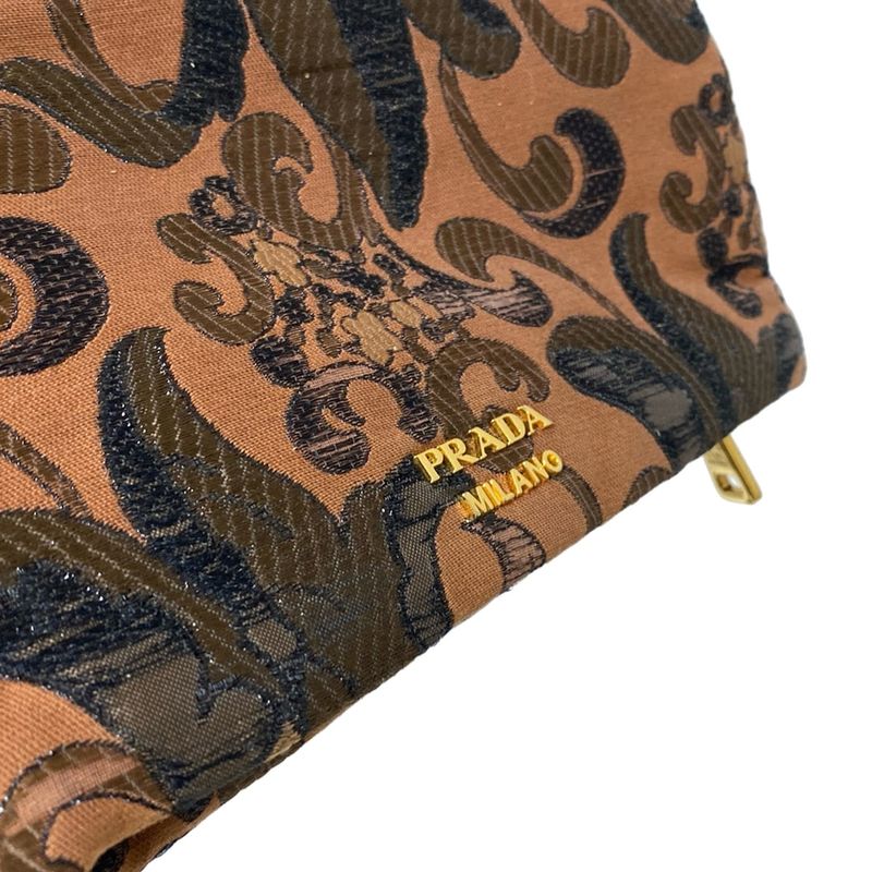 Prada Wallet Brocade 1ms003 Brown And Dark Brown And Black Wallet And Billfold