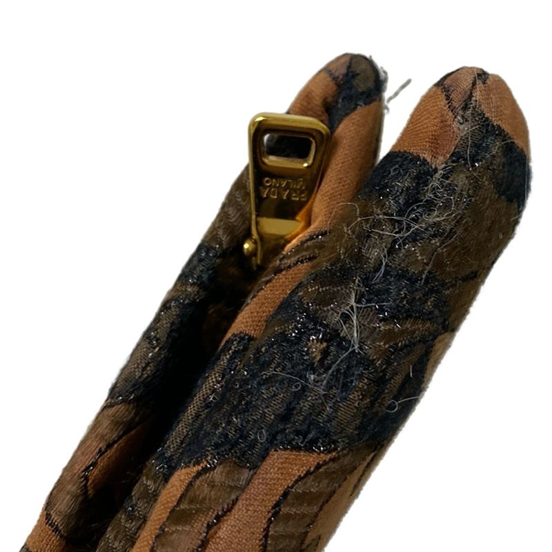 Prada Wallet Brocade 1ms003 Brown And Dark Brown And Black Wallet And Billfold