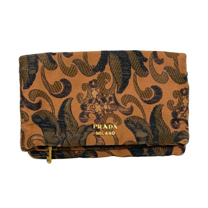 Prada Wallet Brocade 1ms003 Brown And Dark Brown And Black Wallet And Billfold