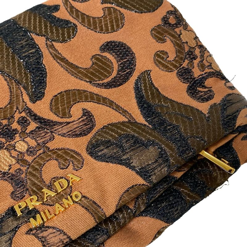 Prada Wallet Brocade 1ms003 Brown And Dark Brown And Black Wallet And Billfold