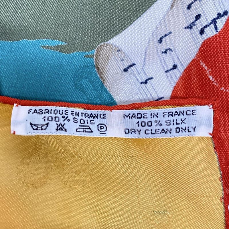 Hermes Scarf Carre 90 Khaki×dark Yellow×multi LE Carnaval DE Venise