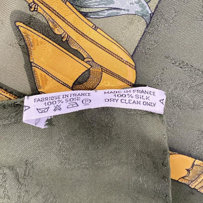 Hermes Scarf Carre 90 Khaki×multi L'instrvction DV ROY Enl'exercice DE Monter A