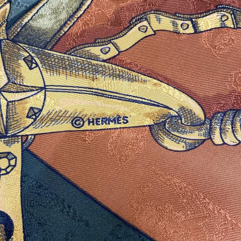 Hermes Scarf Carre 90 Khaki×multi L'instrvction DV ROY Enl'exercice DE Monter A