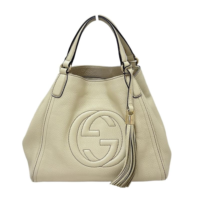 Gucci Tote Bag Soho 336751 White Leather