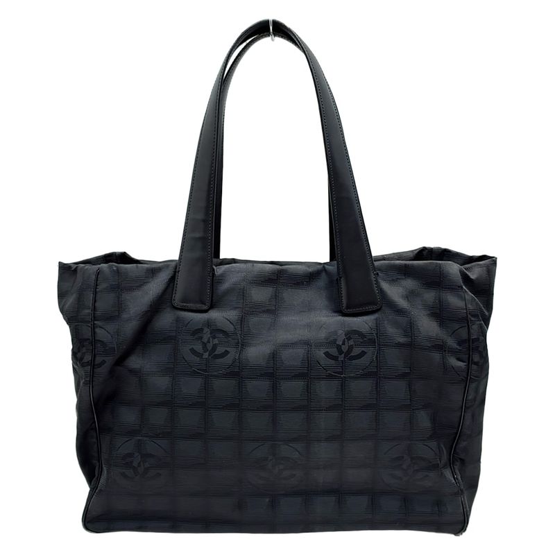 Chanel New Travel Line Tote MM Black Leather