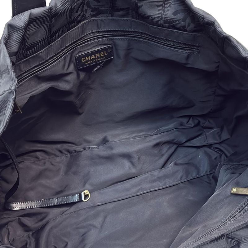 Chanel New Travel Line Tote MM Black Leather