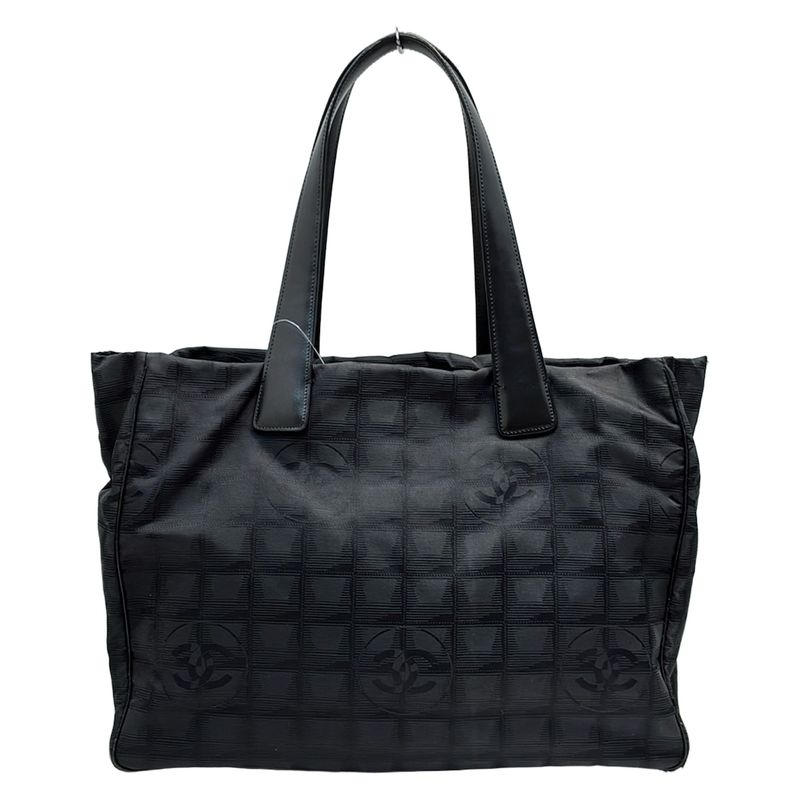 Chanel New Travel Line Tote MM Black Leather