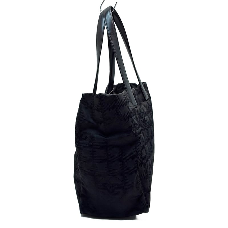 Chanel New Travel Line Tote MM Black Leather