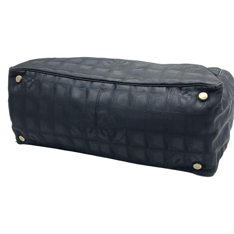 Chanel New Travel Line Tote MM Black Leather