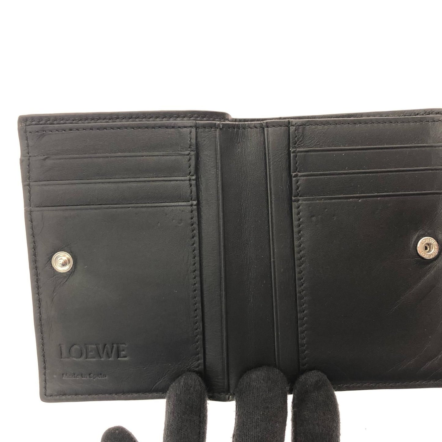 Loewe Men's Bifold Wallet Slim Compact Wallet with Box C660w73x01 Black